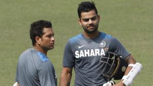 File photo of Sachin Tendulkar and Virat Kohli.(HT Photo) File photo of Sachin Tendulkar and Virat Kohli.(HT Photo)