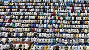 Eid-ul-Azha was celebrated in the Braj region amid tight security as it coincided with the last Monday of ‘Sawan’ month, observed by Hindus.(Reuters photo) Eid-ul-Azha was celebrated in the Braj region amid tight security as it coincided with the last Monday of ‘Sawan’ month, observed by Hindus.(Reuters photo)