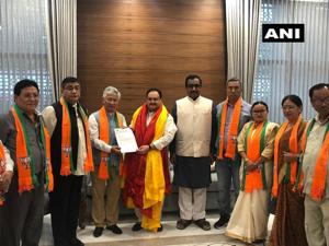 10 MLAs from Sikkim’s SDF have joined BJP.(BJP4India/Twitter) 10 MLAs from Sikkim’s SDF have joined BJP.(BJP4India/Twitter)