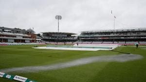 General view of covers on the field as rain delays play.(Action Images via Reuters) General view of covers on the field as rain delays play.(Action Images via Reuters)