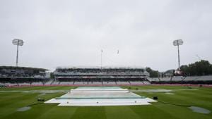 General view of covers on the field as rain delays play.(Action Images via Reuters) General view of covers on the field as rain delays play.(Action Images via Reuters)