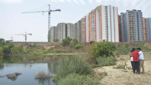 The pond where three minor boys drowned, at Ambedkar Colony in Ghaziabad.(Sakib Ali / Hindustan Times) The pond where three minor boys drowned, at Ambedkar Colony in Ghaziabad.(Sakib Ali / Hindustan Times)