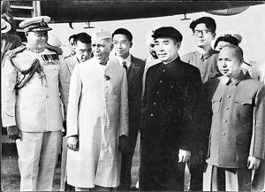 In the run up to signing the Panchsheel agreement: Jawaharlal Nehru with Zhou Enlai, the first Premier of the People's Republic of China (both centre) at Palam Airport on 25 June, 1954.(HT Photo) In the run up to signing the Panchsheel agreement: Jawaharlal Nehru with Zhou Enlai, the first Premier of the People's Republic of China (both centre) at Palam Airport on 25 June, 1954.(HT Photo)