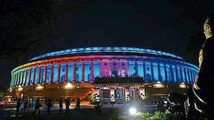 A view of illuminated Parliament House after Prime Minister Narendra Modi inaugurated the Dynamic Facade Lighting of the Parliament House Estate, in New Delhi, India, on Tuesday, August 13, 2019.(Ajay Aggarwal / HT Photo) A view of illuminated Parliament House after Prime Minister Narendra Modi inaugurated the Dynamic Facade Lighting of the Parliament House Estate, in New Delhi, India, on Tuesday, August 13, 2019.(Ajay Aggarwal / HT Photo)