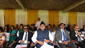 Jammu and Kashmir governor Satya Pal Malik seen along with National Security Advisor Ajit Doval during Independence Day function, at Sher-i-Kashmir cricket stadium, Srinagar, India, on Thursday, August 15, 2019.(Waseem Andrabi / Hindustan Times) Jammu and Kashmir governor Satya Pal Malik seen along with National Security Advisor Ajit Doval during Independence Day function, at Sher-i-Kashmir cricket stadium, Srinagar, India, on Thursday, August 15, 2019.(Waseem Andrabi / Hindustan Times)