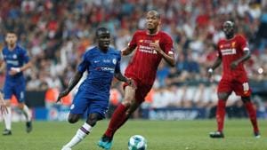 Chelsea's N'Golo Kante in action with Liverpool's Fabinho.(REUTERS)