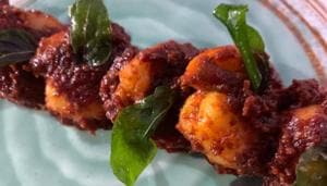 In prawn ghee roast onions and a mix of dry spices are individually slow roasted In prawn ghee roast onions and a mix of dry spices are individually slow roasted