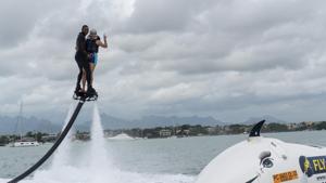 Flyboarding in Mauritius costs the equivalent of <span class='webrupee'>₹</span>9,200, for about half an hour.(Joanna Lobo) Flyboarding in Mauritius costs the equivalent of <span class='webrupee'>₹</span>9,200, for about half an hour.(Joanna Lobo)