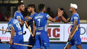File image of players of Indian hockey team in action during a match.(Arijit Sen/HT Photo) File image of players of Indian hockey team in action during a match.(Arijit Sen/HT Photo)
