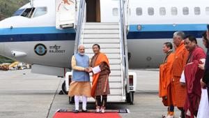 Prime Minister Narendra Modi arrived in Bhutan Saturday morning for a two-day visit.(@narendramodi/Twitter) Prime Minister Narendra Modi arrived in Bhutan Saturday morning for a two-day visit.(@narendramodi/Twitter)