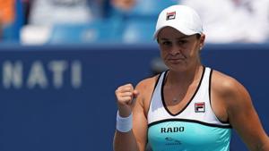Aug 16, 2019; Mason, OH, USA; Ashleigh Barty (AUS) reacts to defeating Maria Sakkari (GRE) during the Western and Southern Open tennis tournament at Lindner Family Tennis Center.(USA TODAY Sports) Aug 16, 2019; Mason, OH, USA; Ashleigh Barty (AUS) reacts to defeating Maria Sakkari (GRE) during the Western and Southern Open tennis tournament at Lindner Family Tennis Center.(USA TODAY Sports)