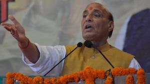 Defence minister Rajnath Singh addresses a rally in Haryana on Sunday.(Photo: Sant Arora/Hindustan Times) Defence minister Rajnath Singh addresses a rally in Haryana on Sunday.(Photo: Sant Arora/Hindustan Times)
