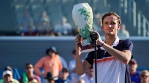 Daniil Medvedev poses for a photo with the Rookwood Cup after defeating David Goffin in the final of the Cincinnati Masters. s(USA TODAY Sports) Daniil Medvedev poses for a photo with the Rookwood Cup after defeating David Goffin in the final of the Cincinnati Masters. s(USA TODAY Sports)