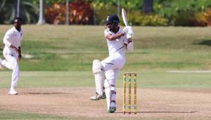 Cheteshwar Pujara plays a pull shot during India’s tour game against West Indies A.(Twitter/BCCI) Cheteshwar Pujara plays a pull shot during India’s tour game against West Indies A.(Twitter/BCCI)