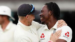 File image: England's Jofra Archer (R) celebrates with England's captain Joe Root(AFP) File image: England's Jofra Archer (R) celebrates with England's captain Joe Root(AFP)