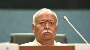 RSS chief Mohan Bhagwat during a summit on Shiksha Mein Bhartiyeta (Indian Nationalism in Edication) at Pusa Institute in New Delhi, India, on Saturday, August 17, 2019.(Raj K Raj/HT PHOTO) RSS chief Mohan Bhagwat during a summit on Shiksha Mein Bhartiyeta (Indian Nationalism in Edication) at Pusa Institute in New Delhi, India, on Saturday, August 17, 2019.(Raj K Raj/HT PHOTO)