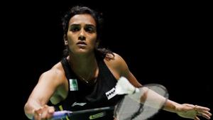 PV Sindhu in action.(REUTERS) PV Sindhu in action.(REUTERS)