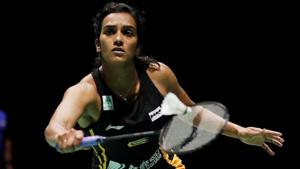 Sindhu outsmarted Chinese Taipei’s Pai Yu Po 21-14 21-14 in a 43-minute contest.(REUTERS) Sindhu outsmarted Chinese Taipei’s Pai Yu Po 21-14 21-14 in a 43-minute contest.(REUTERS)