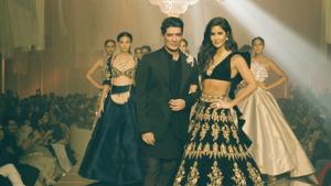 <p>The much awaited Lakme Fashion Week 2019 kick-started on August 20 with glitz and glamour. Manish Malhotra opened the Winter/Festive edition of Lakme Fashion Week with his collection titled 'Maahrumysha'. Actor Katrina Kaif turned showstopper for the show. The actor wore a heavily embellished velvet lehenga and a matching blouse.</p>
