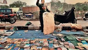 This mile-long pavement market for second-hand books in Walled City’s Darya Ganj became history after the Delhi High Court ordered the North Delhi Municipal Council last month to shut down the weekly bazaar.(HT Photo)