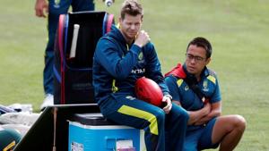 Australia's Steve Smith with team doctor Richard Saw during nets.(Action Images via Reuters) Australia's Steve Smith with team doctor Richard Saw during nets.(Action Images via Reuters)