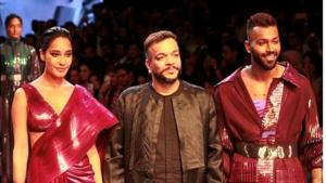 Designer Amit Aggarwal launched his luxury pret collection called ‘Flux’ at the Lakme Fashion Week Winter/Festive 2019 with cricketer Hardik Pandya and actress Lisa Haydon walking on the ramp as showstoppers.(Instagram) Designer Amit Aggarwal launched his luxury pret collection called ‘Flux’ at the Lakme Fashion Week Winter/Festive 2019 with cricketer Hardik Pandya and actress Lisa Haydon walking on the ramp as showstoppers.(Instagram)