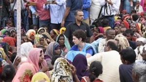 Soon after the Umbha carnage, Congress general secretary Priyanka Gandhi Vadra headed for the village but was stopped by the administration which allegedly ‘detained’ her. (Photo @priyankagandhi) Soon after the Umbha carnage, Congress general secretary Priyanka Gandhi Vadra headed for the village but was stopped by the administration which allegedly ‘detained’ her. (Photo @priyankagandhi)