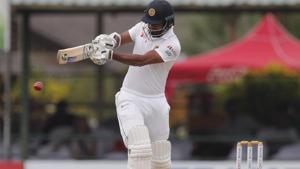 Sri Lanka's Dimuth Karunaratne plays a shot.(AP) Sri Lanka's Dimuth Karunaratne plays a shot.(AP)