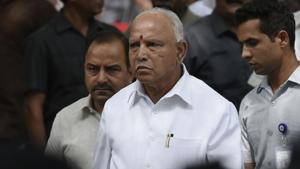 New Delhi, India - August 7, 2019: Karnataka CM B S Yediyurappa leaves after paying his last respects to former Minister of External Affairs Sushma Swaraj at her residence at Jantar Mantar in New Delhi, India, on Wednesday, August 7, 2019. (Photo by Vipin Kumar/ Hindustan Times)(Vipin Kumar/HT PHOTO) New Delhi, India - August 7, 2019: Karnataka CM B S Yediyurappa leaves after paying his last respects to former Minister of External Affairs Sushma Swaraj at her residence at Jantar Mantar in New Delhi, India, on Wednesday, August 7, 2019. (Photo by Vipin Kumar/ Hindustan Times)(Vipin Kumar/HT PHOTO)