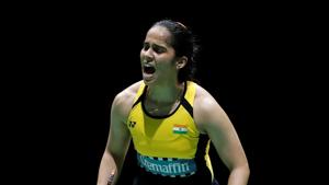 Saina Nehwal in action during her third round singles match against Denmark's Mia Blichfeldt.(REUTERS) Saina Nehwal in action during her third round singles match against Denmark's Mia Blichfeldt.(REUTERS)