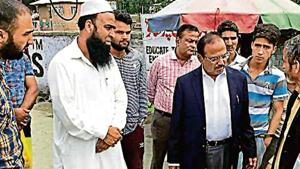 Doval with Anantnag residents during a recent visit.(ANI) Doval with Anantnag residents during a recent visit.(ANI)