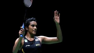 India's PV Sindhu celebrates winning her quarter final women's singles match.(REUTERS) India's PV Sindhu celebrates winning her quarter final women's singles match.(REUTERS)