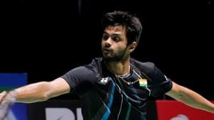 India's Sai Praneeth in action during his semi final men's singles match against Japan's Kento Momota.(REUTERS) India's Sai Praneeth in action during his semi final men's singles match against Japan's Kento Momota.(REUTERS)