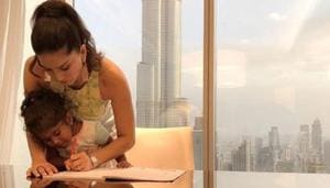 Sunny Leone with her daughter Nisha.