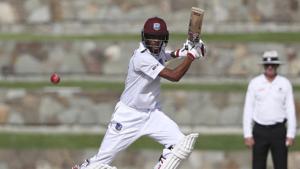 West Indies' Roston Chase plays a shot against India during day two of the first Test cricket match at the Sir Vivian Richards cricket ground in North Sound, Antigua and Barbuda, Friday, Aug. 23, 2019. (AP Photo/Ricardo Mazalan)(AP) West Indies' Roston Chase plays a shot against India during day two of the first Test cricket match at the Sir Vivian Richards cricket ground in North Sound, Antigua and Barbuda, Friday, Aug. 23, 2019. (AP Photo/Ricardo Mazalan)(AP)