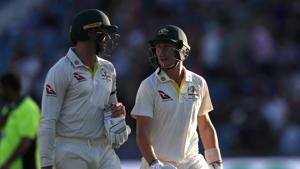 Australia's Marnus Labuschagne and James Pattinson leave the pitch at the end of play on day two.(Action Images via Reuters) Australia's Marnus Labuschagne and James Pattinson leave the pitch at the end of play on day two.(Action Images via Reuters)
