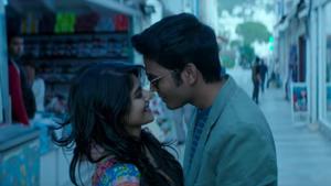 Dhanush and Megha Akash in a scene from Enai Noki Paayum Thota. Dhanush and Megha Akash in a scene from Enai Noki Paayum Thota.