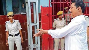 Mokama MLA Anant Singh outside the Beur jail in Patna on Sunday, August 25, 2019.(HT Photo) Mokama MLA Anant Singh outside the Beur jail in Patna on Sunday, August 25, 2019.(HT Photo)