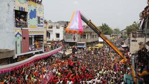 Curfew was imposed in Uttar Pradesh’s Deoria district after a young man was beaten to death for objecting to loud music during Janmashtami celebrations.(Representative Image/AP Photo) Curfew was imposed in Uttar Pradesh’s Deoria district after a young man was beaten to death for objecting to loud music during Janmashtami celebrations.(Representative Image/AP Photo)