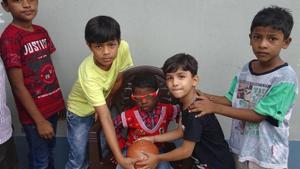 Aditya Kumar Singh, Shivam Kumar Singh, Shubham Kumar Prasad and Anant Kumar Prasad with 5-year-old Khenka Murmu, visually impaired by both eyes in Jamshedpur on Saturday August 25,2019-(Photo by Manoj Kumar/Hindustan Times) Aditya Kumar Singh, Shivam Kumar Singh, Shubham Kumar Prasad and Anant Kumar Prasad with 5-year-old Khenka Murmu, visually impaired by both eyes in Jamshedpur on Saturday August 25,2019-(Photo by Manoj Kumar/Hindustan Times)
