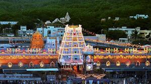Venkateswara Temple, on Tirumala hills in Tirupati. Reliance Industries Limited (RIL) on Sunday made an offering of <span class='webrupee'>₹</span>1.11 crore to the temple.(PTI File Photo) Venkateswara Temple, on Tirumala hills in Tirupati. Reliance Industries Limited (RIL) on Sunday made an offering of <span class='webrupee'>₹</span>1.11 crore to the temple.(PTI File Photo)