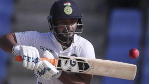 India's Rishabh Pant plays a shot against West Indies.(AP) India's Rishabh Pant plays a shot against West Indies.(AP)