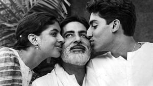 A throwback picture of Amitabh Bachchan, with his children, Abhishek and Shweta. A throwback picture of Amitabh Bachchan, with his children, Abhishek and Shweta.