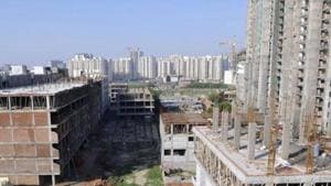 Illegal buildings around the two collapsed structures at Shahberi village in Greater Noida. (Photo by Sunil Ghosh / Hindustan Times) Illegal buildings around the two collapsed structures at Shahberi village in Greater Noida. (Photo by Sunil Ghosh / Hindustan Times)