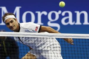 Aug 27, 2019; Flushing, NY, USA; Roger Federer of Switzerland watches a shot against Damir Dzumhur Bosnia and Herzegovina (not pictured) in the second round on day three of the 2019 U.S. Open(USA TODAY Sports) Aug 27, 2019; Flushing, NY, USA; Roger Federer of Switzerland watches a shot against Damir Dzumhur Bosnia and Herzegovina (not pictured) in the second round on day three of the 2019 U.S. Open(USA TODAY Sports)
