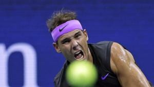New York: Rafael Nadal, of Spain, serves to John Millman, of Australia, during the first round of the U.S. Open tennis tournament Tuesday, Aug. 27, 2019, in New York.(AP) New York: Rafael Nadal, of Spain, serves to John Millman, of Australia, during the first round of the U.S. Open tennis tournament Tuesday, Aug. 27, 2019, in New York.(AP)