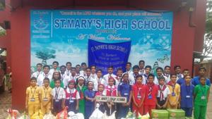 The students of St Mary’s High School, Dahisar (East) at the event.(HT) The students of St Mary’s High School, Dahisar (East) at the event.(HT)