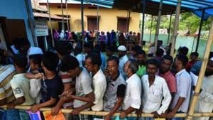 The BJP’s apprehensions stem from a list released by the state government in the assembly this month which showed rate of exclusions of applicants in districts bordering Bangladesh from the complete NRC draft released in July 2018 was lower than the state average.(REUTERS FILE) The BJP’s apprehensions stem from a list released by the state government in the assembly this month which showed rate of exclusions of applicants in districts bordering Bangladesh from the complete NRC draft released in July 2018 was lower than the state average.(REUTERS FILE)