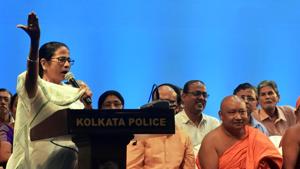 Chief Minister Mamata Banerjee announced the grant in a meeting with police officers and office bearers of various puja committees(ANI Photo) Chief Minister Mamata Banerjee announced the grant in a meeting with police officers and office bearers of various puja committees(ANI Photo)