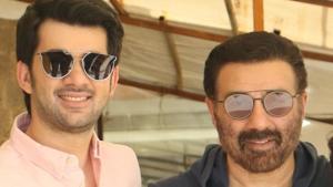Sunny Deol with son and actor Karan Deol during the promotions of their upcoming film Pal Pal Dil Ke Paas in Mumbai on August 23.(IANS) Sunny Deol with son and actor Karan Deol during the promotions of their upcoming film Pal Pal Dil Ke Paas in Mumbai on August 23.(IANS)